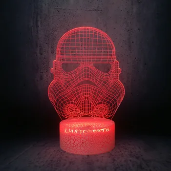 

Bearded White Samurai head night light star wars cartoon 3D LED lamp boys toy holiday gift