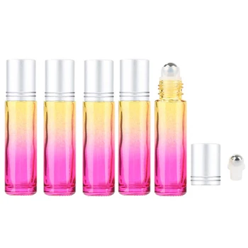 

Gradient Ball Bottle 5pcs 5ml gradient Color Thick Glass Roll On Essential Oil Empty Parfum Bottles Roller Ball Travel Use Neces