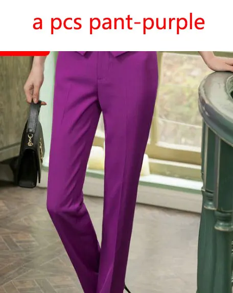 purple pant IZICFLY стиль формальный жилет и жилет плюс размер женские костюмы бизнес с юбкой и курткой Брюки наборы офисная форма стили - Цвет: purple pant