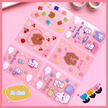 

DIY 3pcs/lot Cute Cartoon Phone Sticker Transparent PET Waterproof sticker Label Scrapbooking Stickers Tag Stationery Sticker