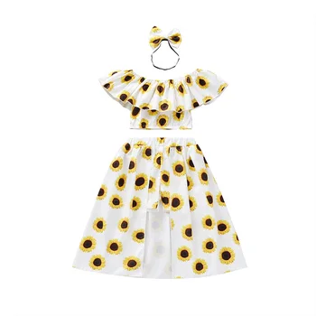 

1 to 6 Years Old Sunflower Printed Sleeveless Baby Little Girl Dress