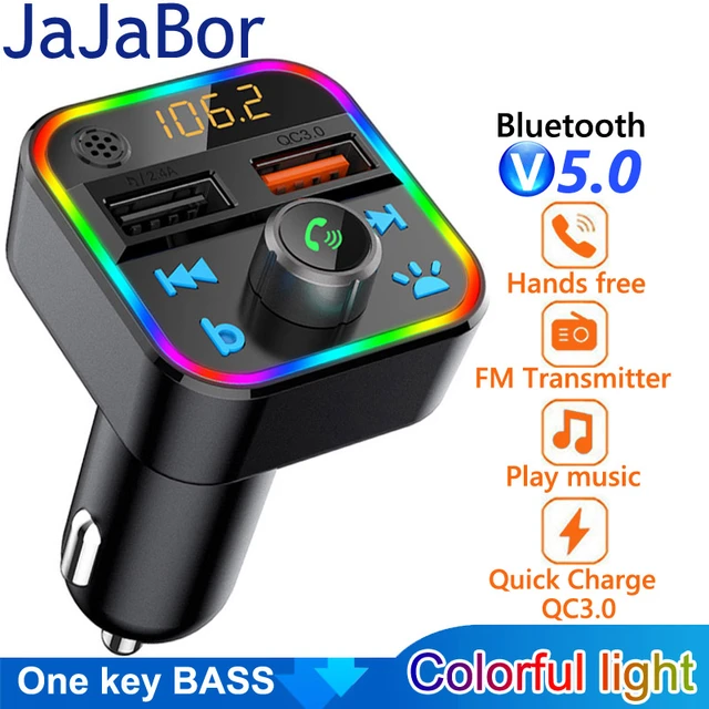 JaJaBor Bluetooth 5.0 Car Kit Handsfree FM Transmitter Stereo
