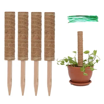 

4pcs Coir Moss Pole Home Accessories Creepers Ivy Indoor Outdoor With 100pcs Twist Ties For Climbing Plants Cucumbers Extension
