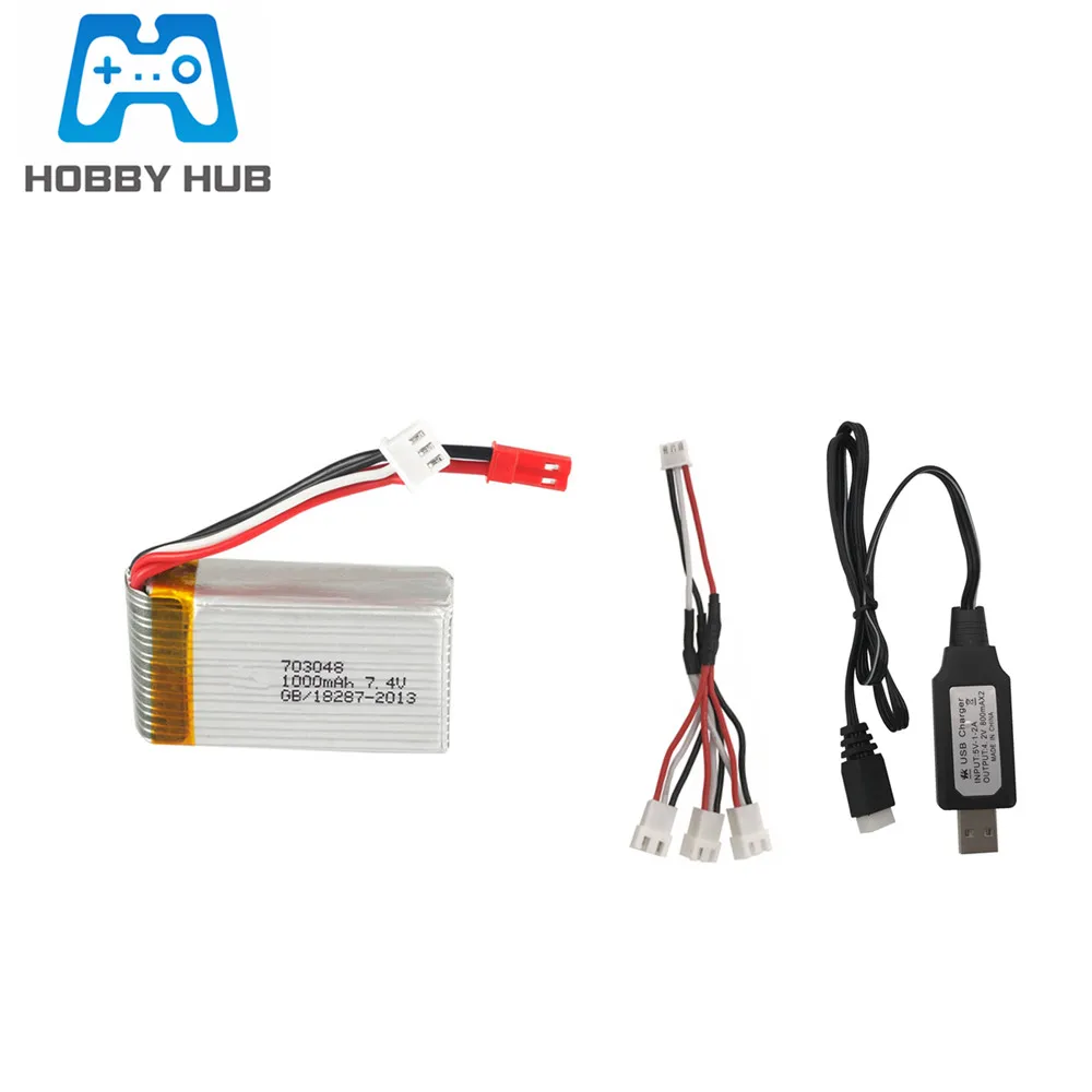 7,4 В 1000 мАч 25c Lipo Батарея+ 7,4 v Зарядное устройство для MJXRC X600 U829A U829X F46 X601H JXD391 FT007 2s Lipo Батарея 703048 - Цвет: Зеленый