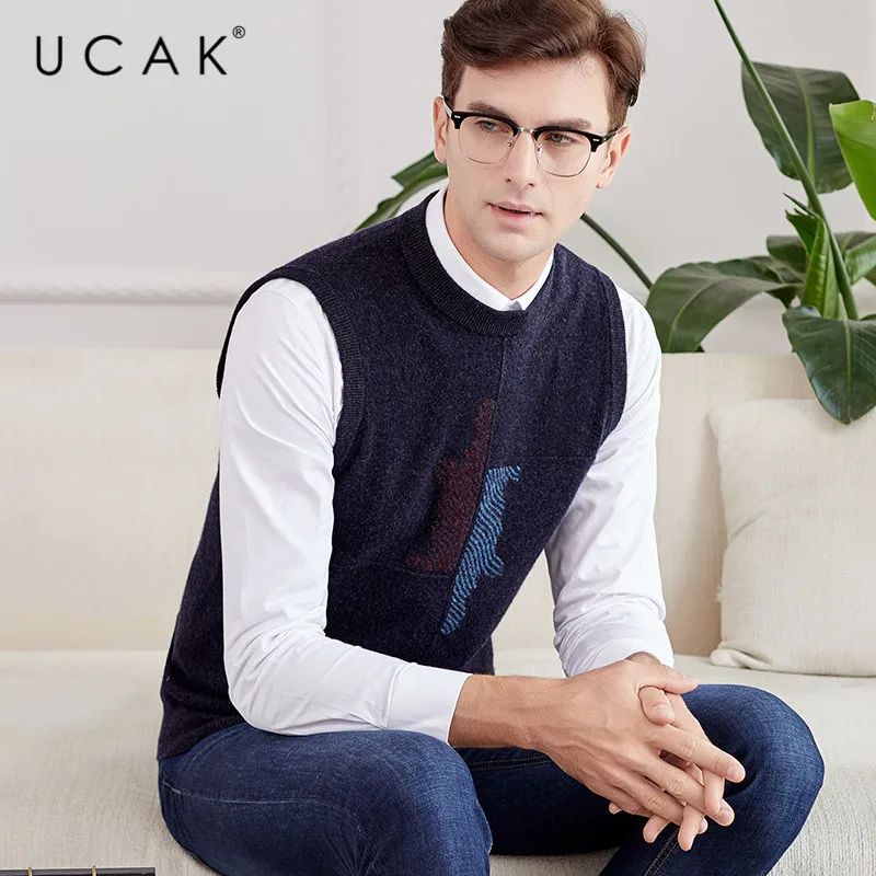 Женский шерстяной свитер UCAK повседневный теплый жилет из мериносовой шерсти с