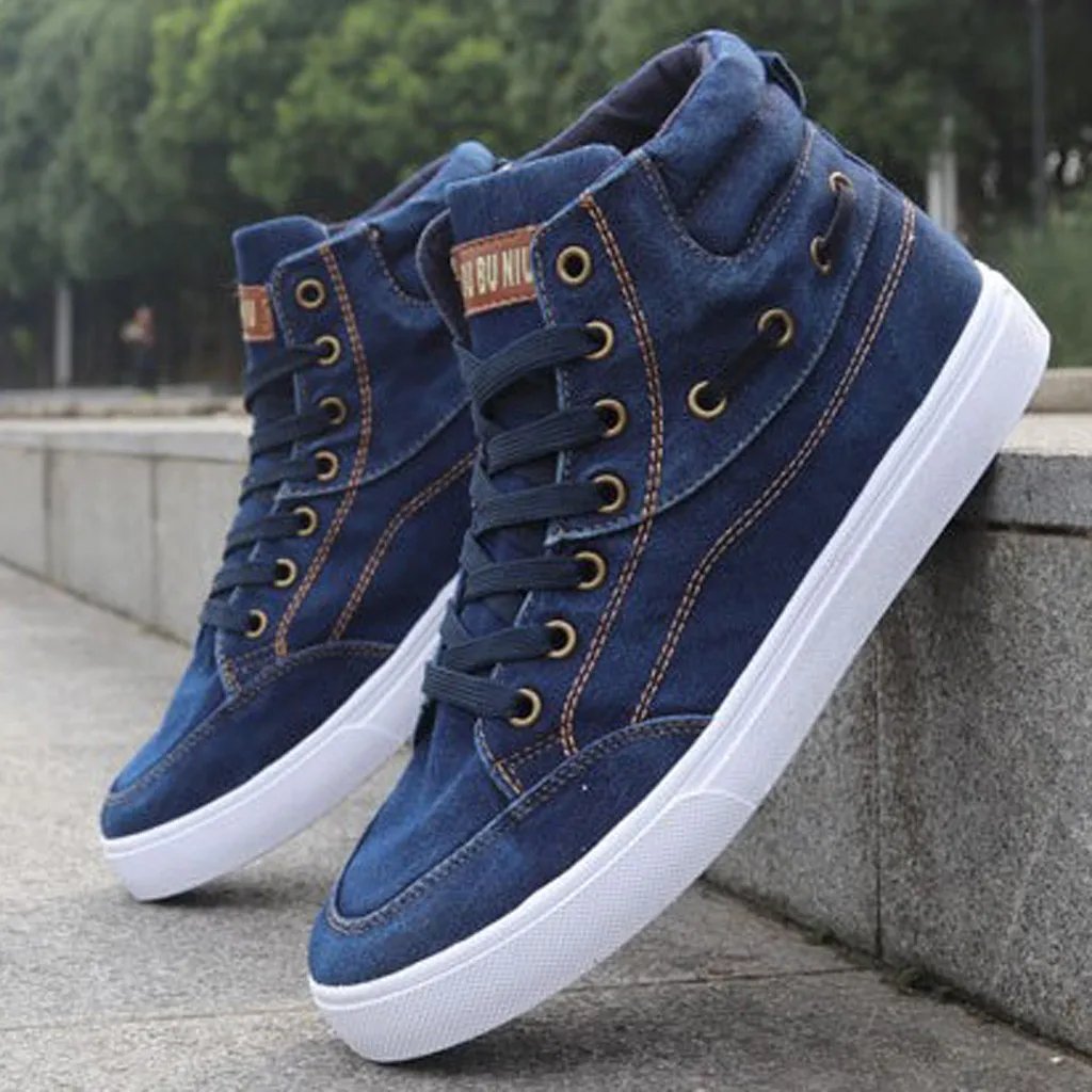 

Men's casual shoes winter zapatillas hombre Man's new Fashion Denim Canvas Shoes High-Top Sneakers Breathable Male Footwear