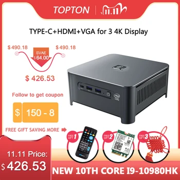 Günstig Topton 10th Gen NUC Mini PC Intel I9 10980HK I9 9980HK Windows 10 2 * DDR4 2 * NVMe Gaming Computer DP HDMI Typ-C 4K HTPC AC WiFi