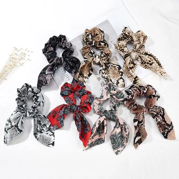 

4Pcs/Set Leopard Printed Elastic Hair Bands Scrunchies Bowknot Rabbit Ears Hair Ropes Ponytail Holder Hair Accessories Headwear