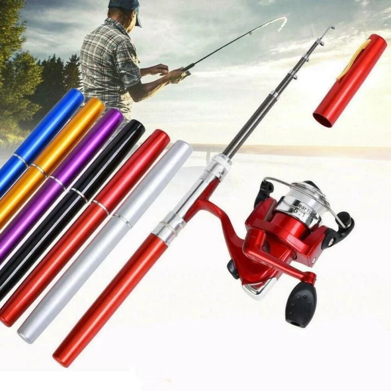 Jorzer Mini Pen Appearance Fishing Rod Portable Rotating Wheel Fishing Rod Winter Outdoor Fishing Rod Fishing Accessories 
