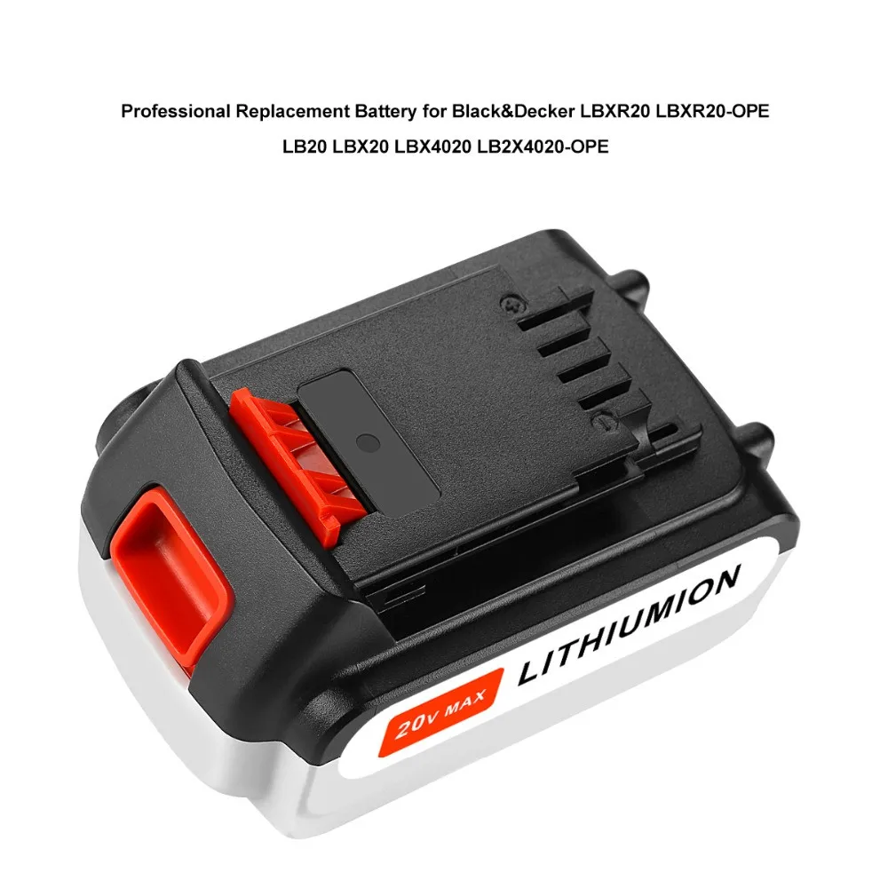 20V 6.0AH Li-Ion Батарея для BLACK&DECKER LBXR20 LB20 LBX20 ASL186K BDCDMT120 CHH2220 LLP120 LST120 Высокое качество 6000 мАч