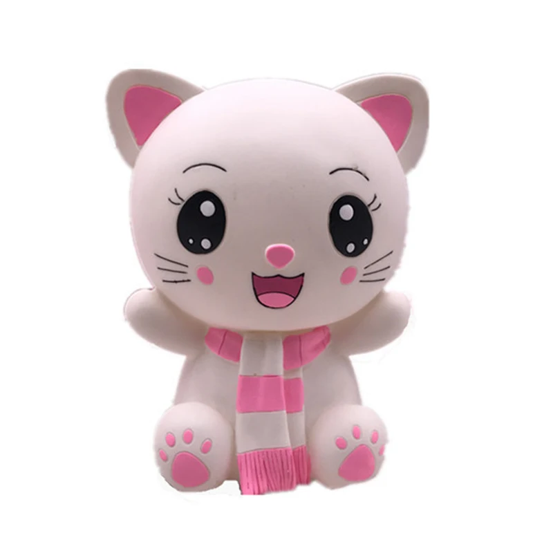 

UNBreakable Cartoon Cat Figure Piggy Bank Money Box Plastic Piggy Bank Safe Coin Piggy Box Home Decoration Accesorries