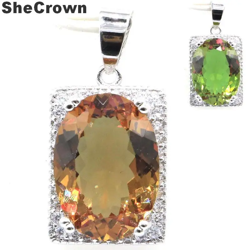 

29x15mm SheCrown Elephant Color Changing Zultanite, Alexandrite & Topaz Natural CZ Silver Pendant