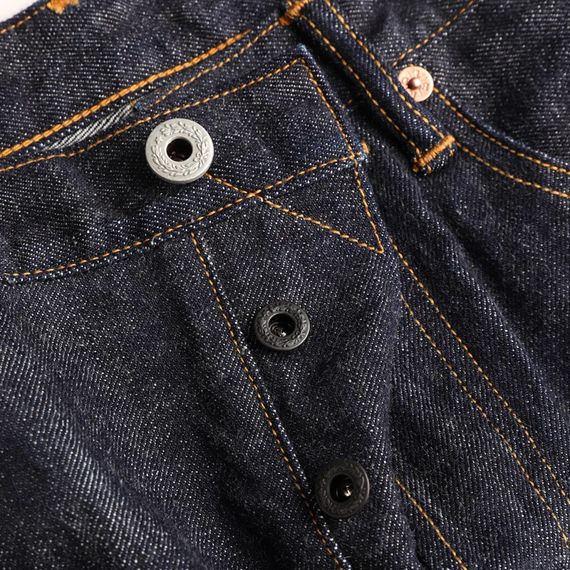 710-0001B Asian Size Read Description High Waist Raw Indigo Selvage Washed 14oz Denim Jeans Sanforised Pants 2
