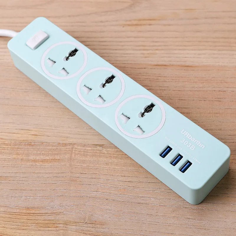 GREEN Urbantin настенный USB блок питания с 3 портами 3 USB удлинительная розетка EU штекер AU/UK/ZA штепсельная розетка Тройник гнездо для шнура удлинителя - Цвет: GREEN