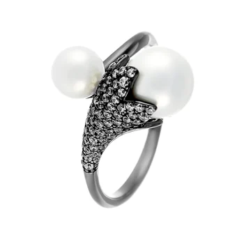 

Кольцо из серебра с жемчугом и фианитами R01159