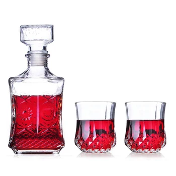 

Hellodream luxury lead-free 3 Pcs whiskey decanter set Barware whiskey glass for Alcohol Bourbon Scotch