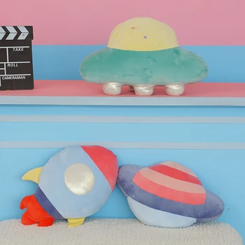 

space series rocket spaceship star planet plush toys kid's room decoration soft pillow back cushion educational doll photo prop