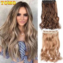 TOMO 22 ''Длинные Синтетические волосы на заколках для наращивания, термостойкие волосы, натуральные волнистые волосы для женщин и детей, блонд, красный