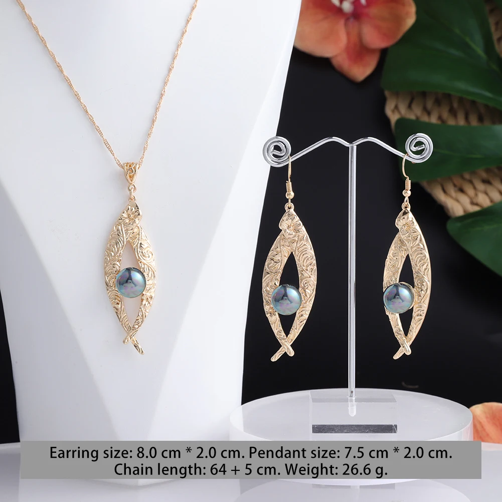 Cring Coco Hawaiian Polynesian Plumeria Necklace Set Fashion Gold Color  Pendant Hoop Earrings Jewelry Sets for Women Girls 2021