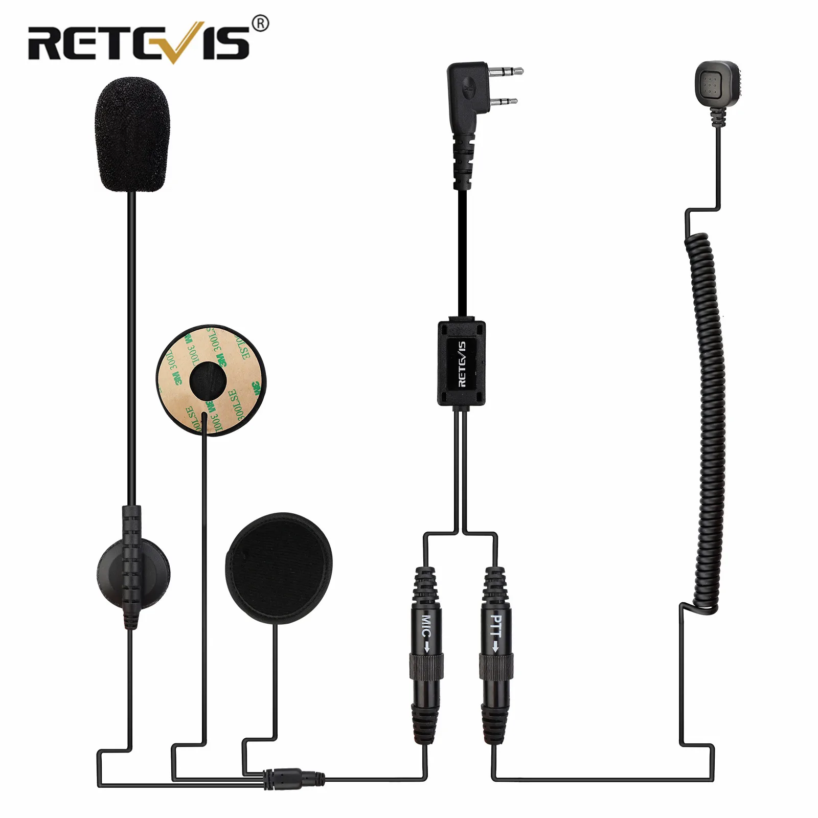 Гарнитура для мотоциклетного шлема 2Pin Finger PTT Dual Speaker Walkie Talkie Earpiece Kenwood for Baofeng UV 5R Retevis RT22 H777|Запчасти и