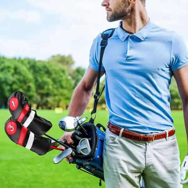 

new Golf Head Covers 3Pcs/Set Driver Fairway Wood Headcovers Black Red Vintage Pu 1 3 5 Driver