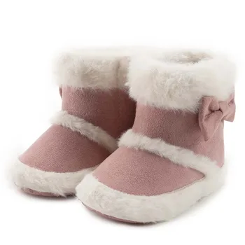 

Baby Shoes Newborn Warm Winter Booties Christmas Socks Cute Bow Fleece Snow Boot Soft Toddler Boys Girls Anti-slip Crib Shoes
