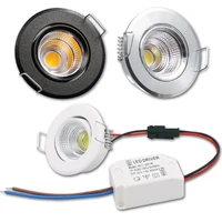 1/5pcs Aluminum Round LED Dimmable Ceiling Downlight 3W AC90-260V  Recessed COB Spot Light Led Bulb With Driver 1