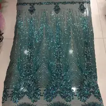 Jl02# сток зеленый цвет блесток вышивка чистая Тюлевая сетчатая кружевная ткань для распиловки свадебного платья