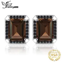 Jewelrypalace мужские натуральные дымчатые Кварцевые черные шпинели юбилейные Свадебные Запонки 925 пробы серебро