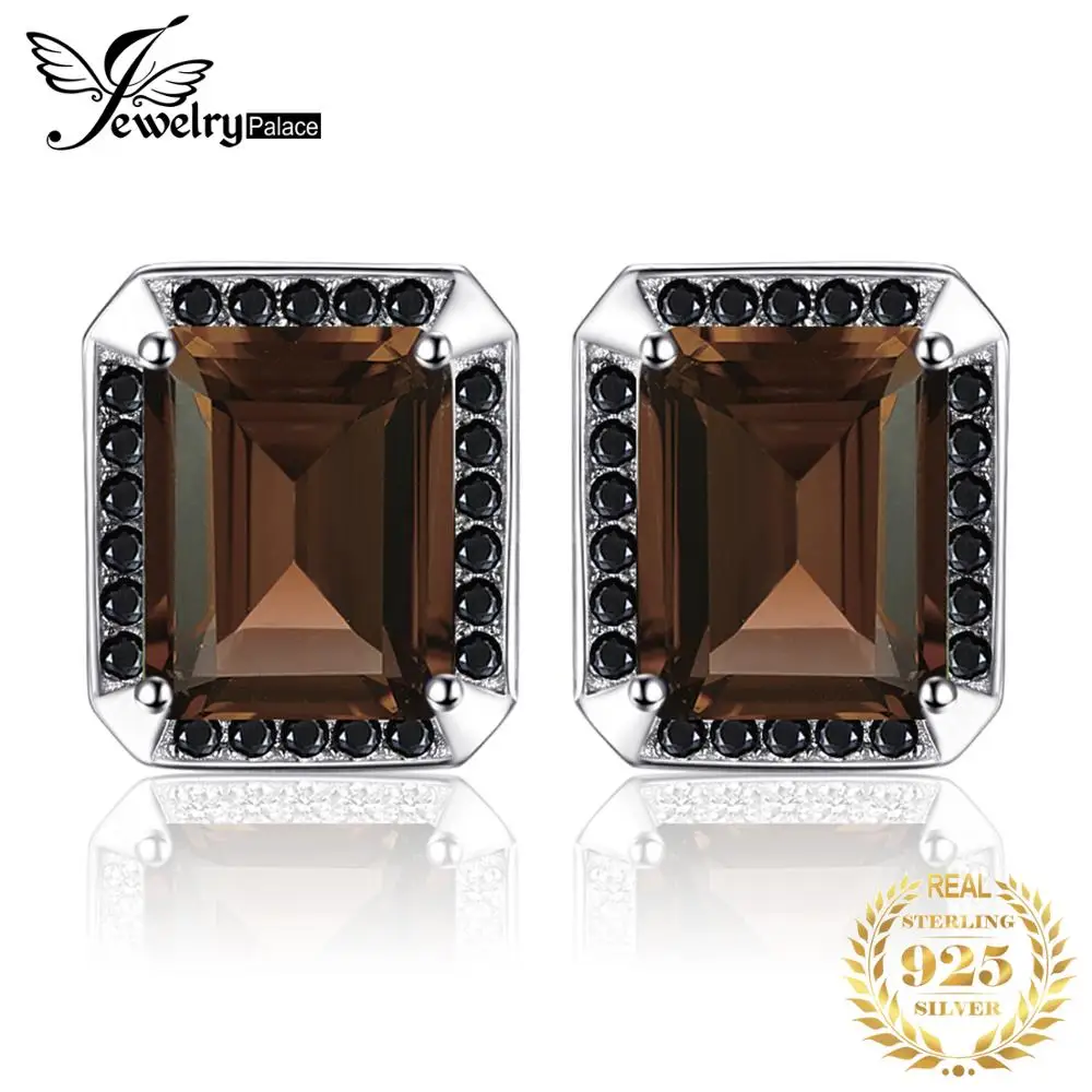 Jewelrypalace мужские запонки из натурального дымчатого кварца с черной шпинелью на