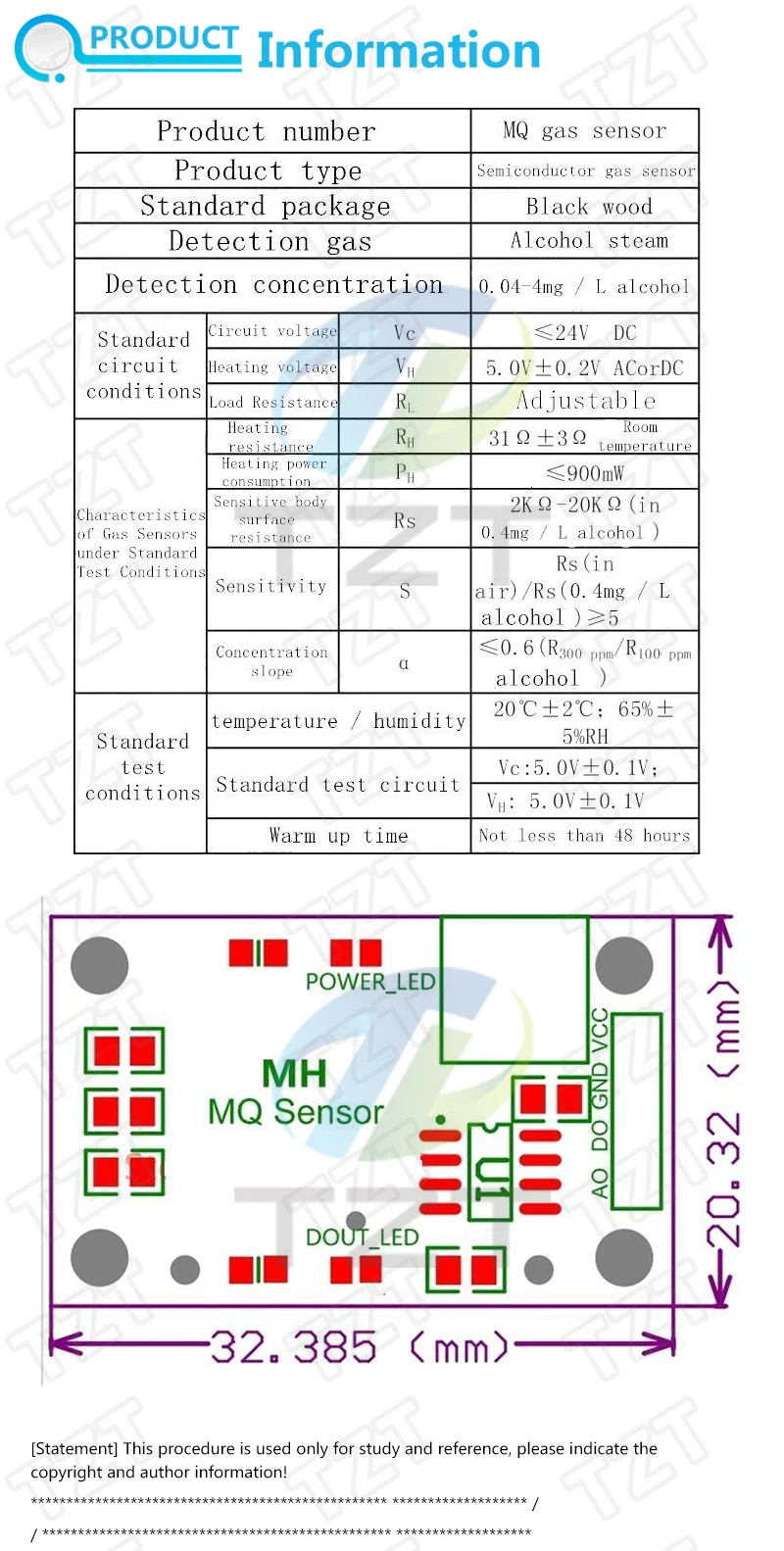 TZT 1/3PCS MQ-2 MQ-3 MQ-4 MQ-5 MQ-6 MQ-7 MQ-8 MQ-9 MQ-135 Erkennung Rauch Methan Flüssiggas Sensoren Modul für Arduino – Detail 1