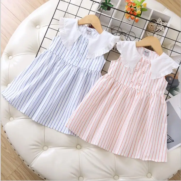 Платье в полоску для девочек; Хлопковые Платья для малышей с принтом; модное милое детское платье принцессы; высококачественная одежда для детей