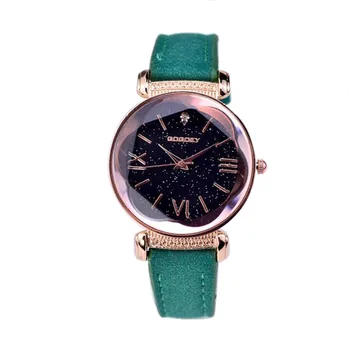 

Luxury Roman Numerals Watches Unisex Women Stars Starry Watch Ladies Dotted With Roman Scale leather Wristwatch Zegarek damski