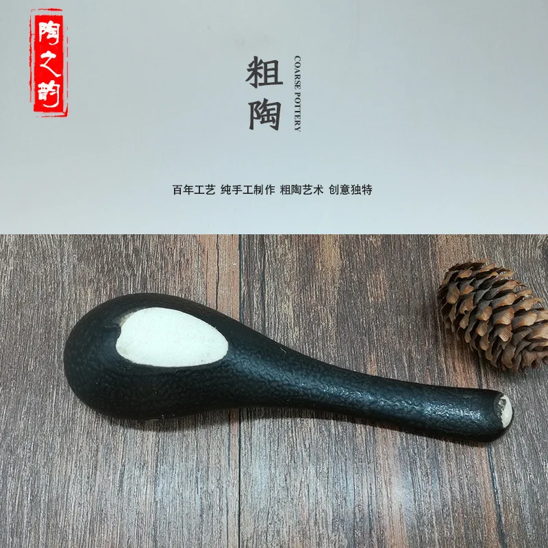 Черная керамическая ложка для риса супа глиняные ложки фарфоровая посуда дома и
