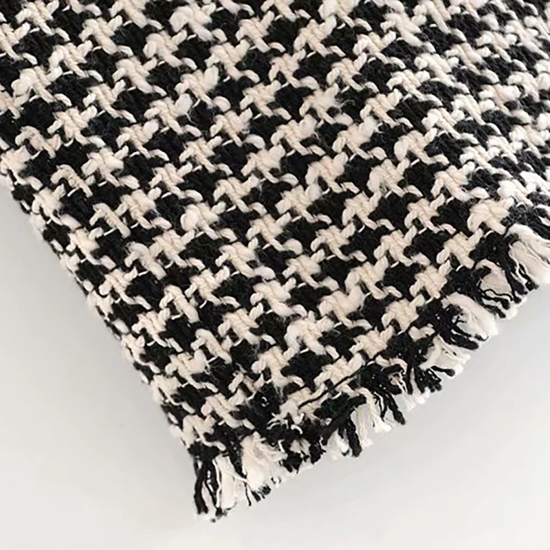 astounding Women Fashion Plaid Jacket Batwing Long Sleeve Elegant Tweed Coat Female Pockets Turn Down Collar L