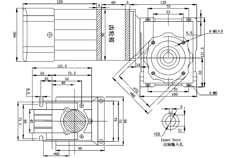 AC220V 60 Вт Червячная Шестерня Двухступенчатая Шестерня мотор скорости большой крутящий момент положительный и отрицательный двигатель