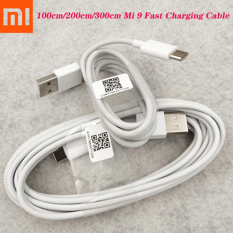 Original Xiaomi MI 9 USB 3.1 Type C Cable 100cm/200cm/300cm 3A Fast Charging Cord For 10 Pro Note Lite Redmi K30/K30 | Мобильные