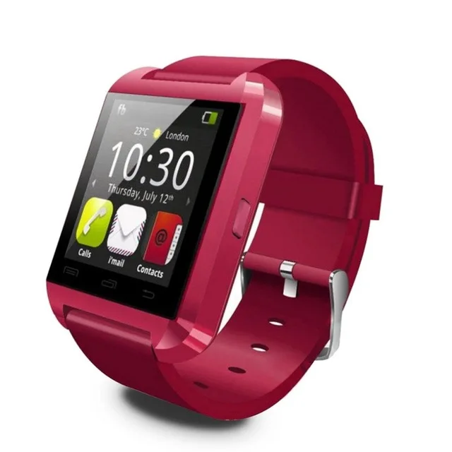 Умные часы Bluetooth мужские с умные часы с сенсорным экраном большая батарея поддержка сим-карта TF камера для iOS iPhone Android телефон - Цвет: Красный