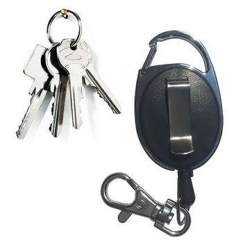 

Tying Tool Portable Fishing Key Chain Alloy Multifunctional Pull Buckle Black Retractable Lanyard Release Recoil Reel Belt Clip