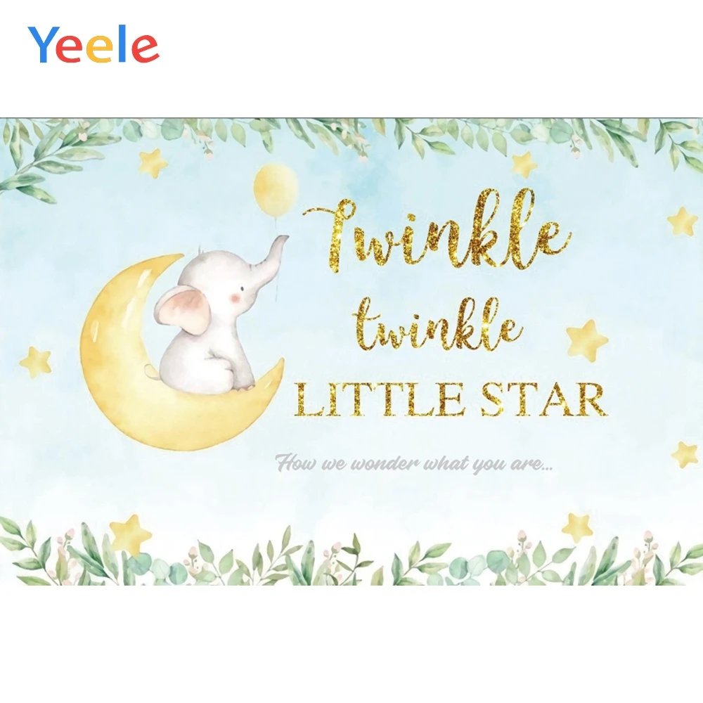 

Moon Elephant Star Newborn Baby Shower Gender Reveal Party Backdrop Vinyl Photography Backdrops Background For Photo Studio