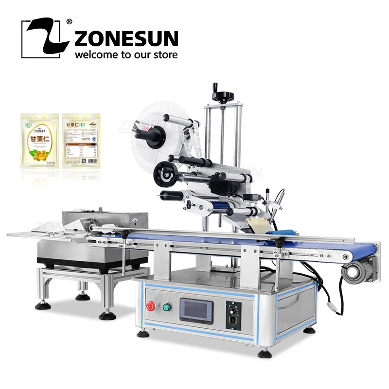 ZONESUN Desktop Automatic Flat Paper Pouch Plastic Bag Separating Paging and Labeling Machine Label Sticker