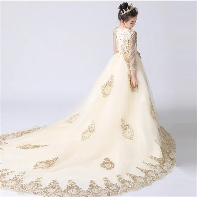 Изысканное роскошное платье принцессы с v-образным вырезом для девочек от 5 до 13 лет Детская вечерняя одежда для дня рождения