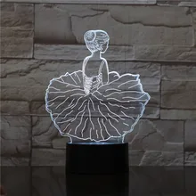 Креативный 3D светодиодный ночник на день рождения балерина для девочек с USB сенсорной лампой для детской спальни, освещение для сна, настольная лампа для украшения дома