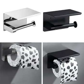 

304 Stainless Steel Toilet Paper Holder Bathroom Towel Rack Roll Paper Tissue Shelf Box Wall Mounted Phone Bracket