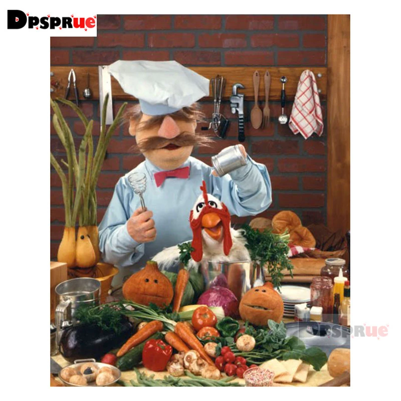 Dpsprue Full Square/Round Diamond Painting Cross Stitch 3D Embroidery Cartoon chef DIY 5D Moasic Home Decor Gift Pu42 | Дом и сад