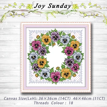 

Pansy wreath flower decor painting dmc 14CT 11CT counted cross stitch kits embroidery set Needlework Set chinese cross stitch