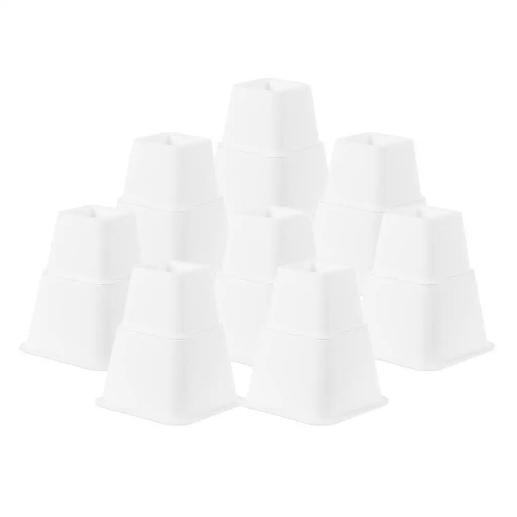 4 Piece White/Brown Furniture Risers Adjustable Sofa Bed Table Desk Chair Riser