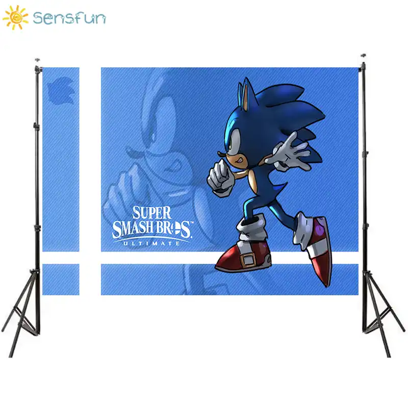 Sensfun Photographie Fond Dessin Anime Sonic Bleu Theme Fete D Anniversaire Fond De Studio Personnaliser Arriere Plans Pour Studio Photo Aliexpress