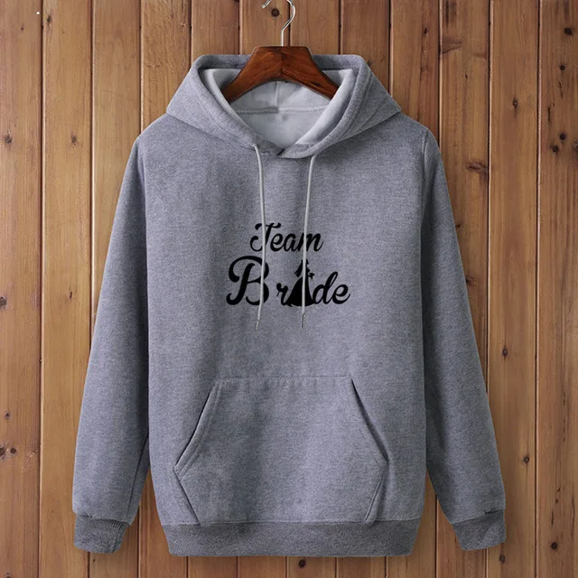 Dark grey-B Толстовки с капюшоном для командной невесты, забавные толстовки для свадебной вечеринки, женские зимние топы, удобные женские толстовки для невесты Tumblr Harajuku - Цвет: Dark grey-B