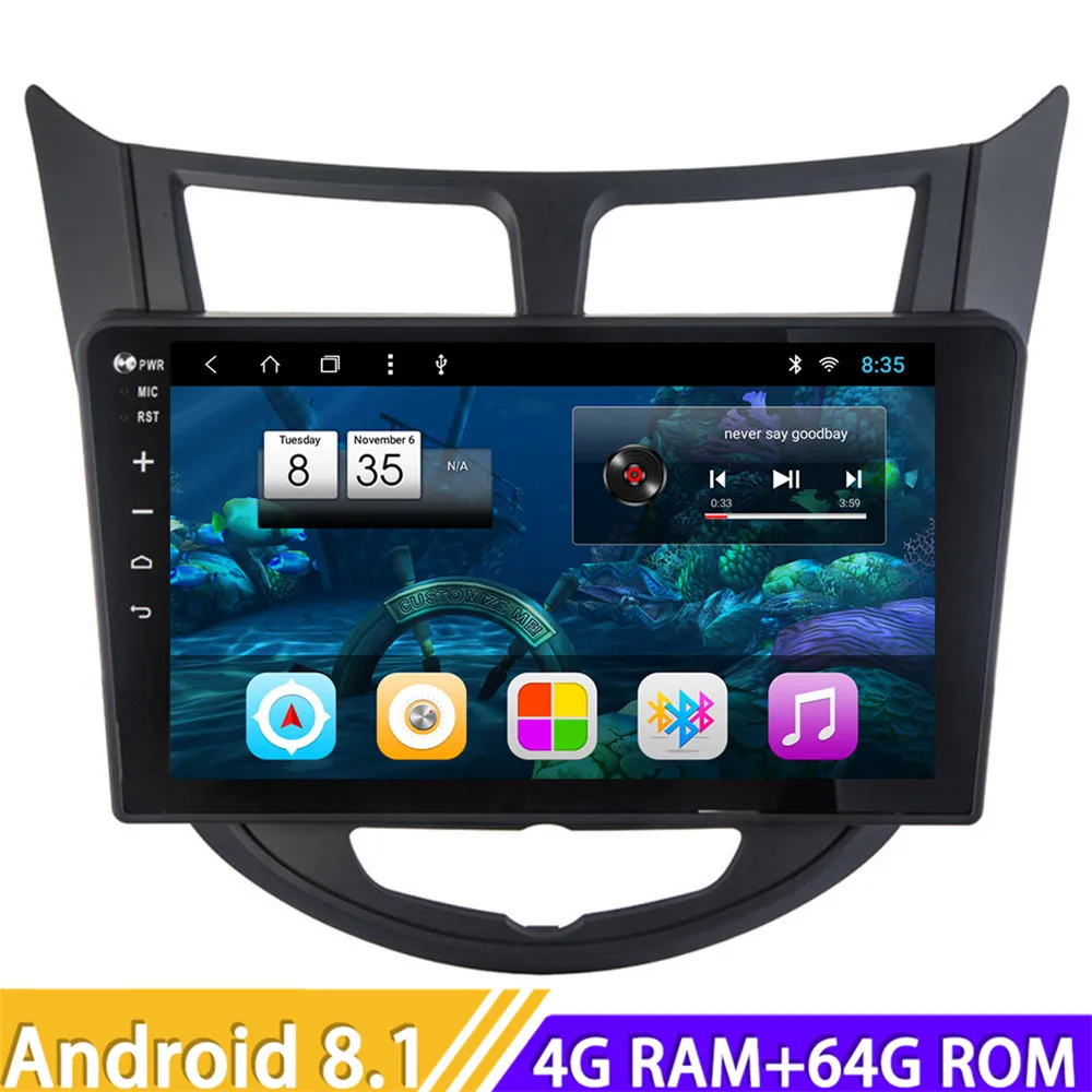 Roadlover Android 8 1 автомобильный ПК Мультимедийный радио плеер для Hyundai Verna 2010-2016 Стерео